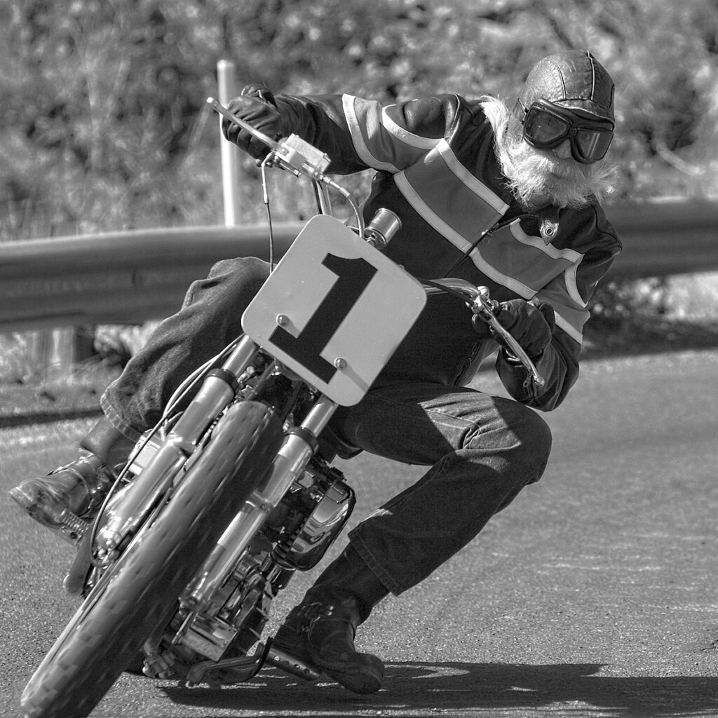 don robertson on his harley flat track racer