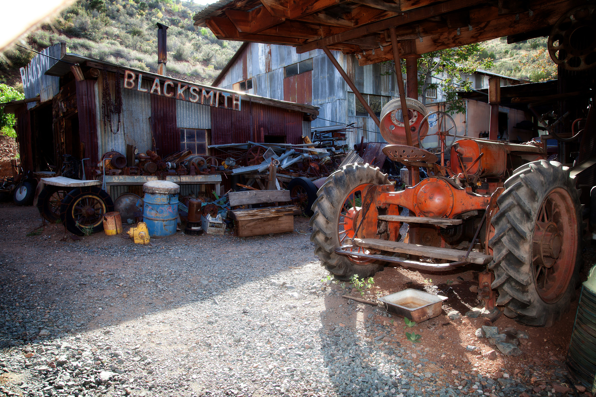 the old blacksmith shop and the tractor used to fire up Big Bertha!
