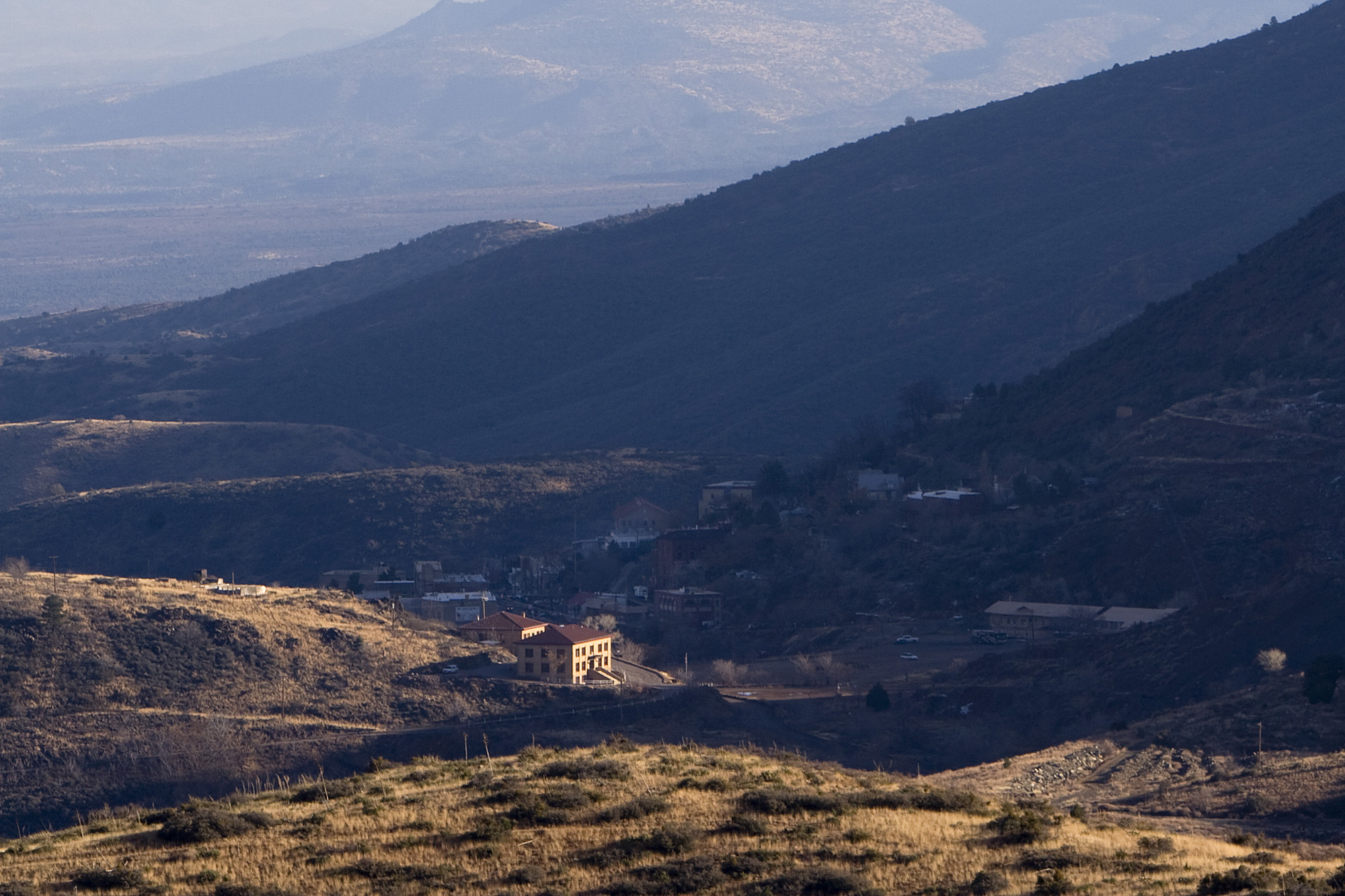a view of Jerome from a mountain trail
