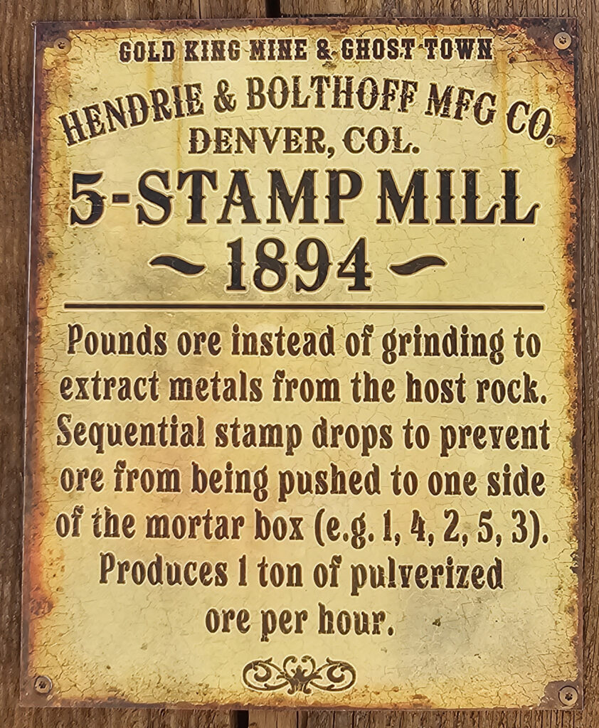 the 5 stamp mill detail sign
